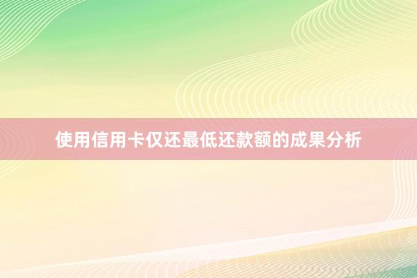 使用信用卡仅还最低还款额的成果分析